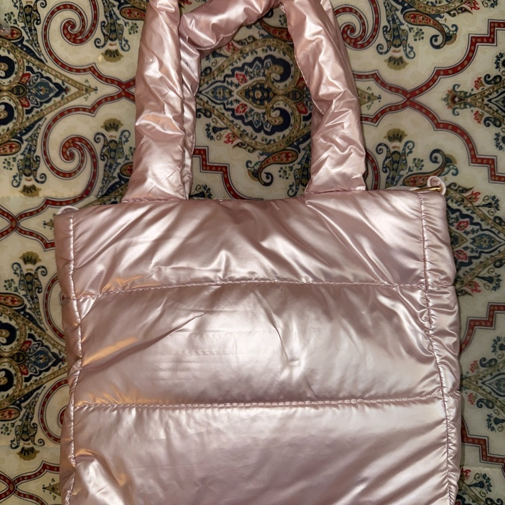 Glossy Pink Tote Bag with Shiny Finish